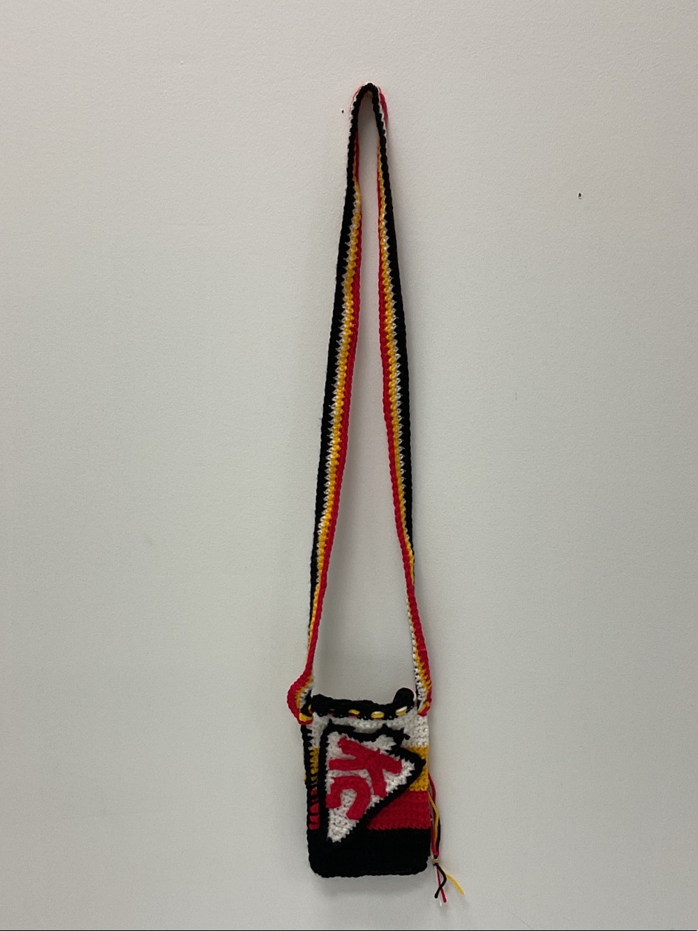 Handcrafted Multicolor Crochet Crossbody Bag - Red/Black/Yellow